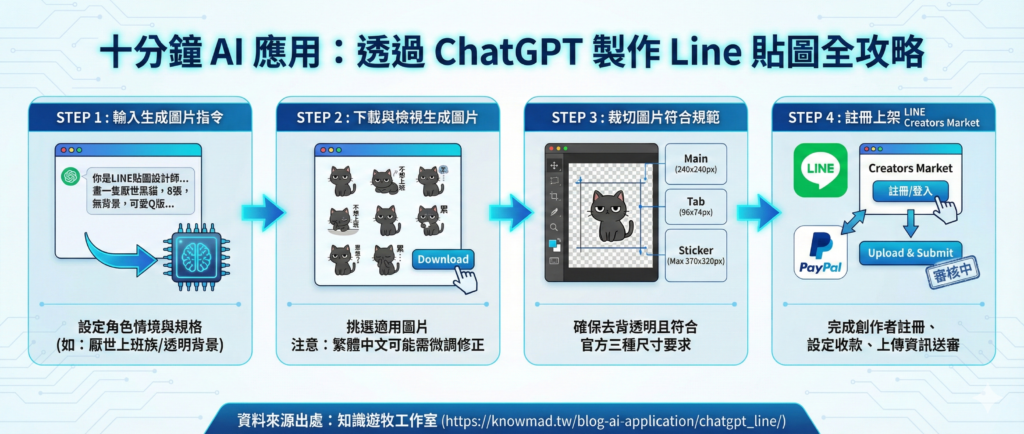 知識遊牧工作室
部落格
十分鐘 AI 應用－如何透過 ChatGPT 製作 Line 貼圖？